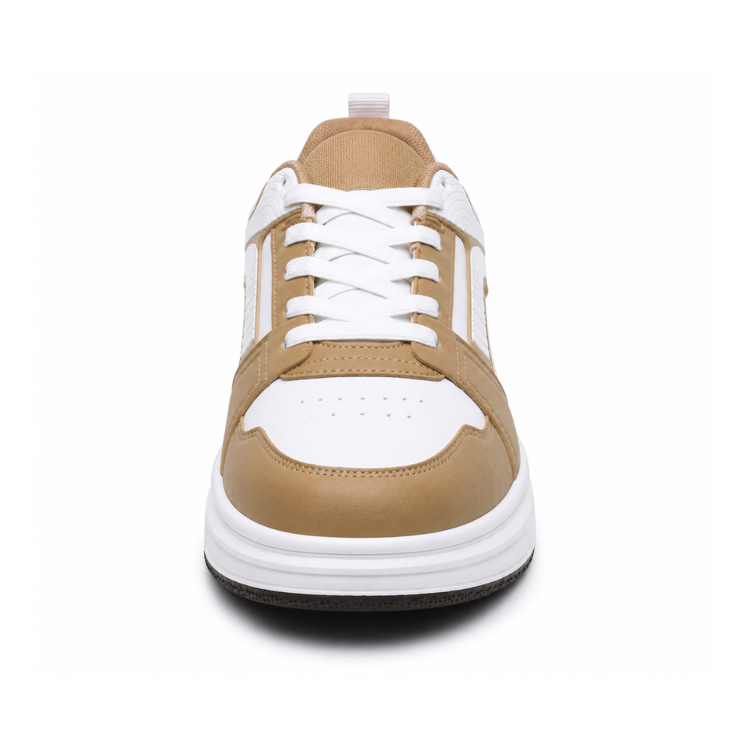 Men's White & Beige Street Sneakers