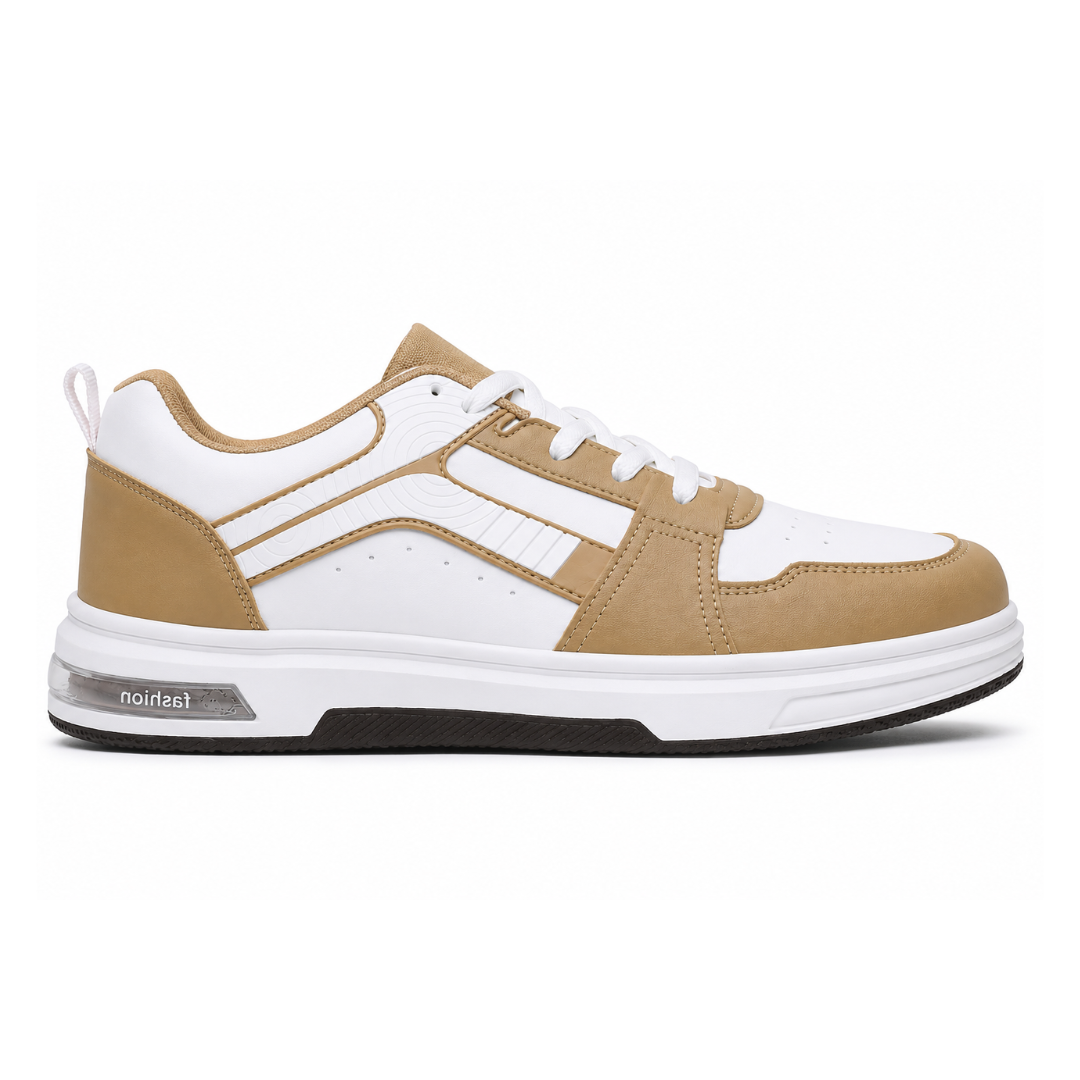 Men's White & Beige Street Sneakers