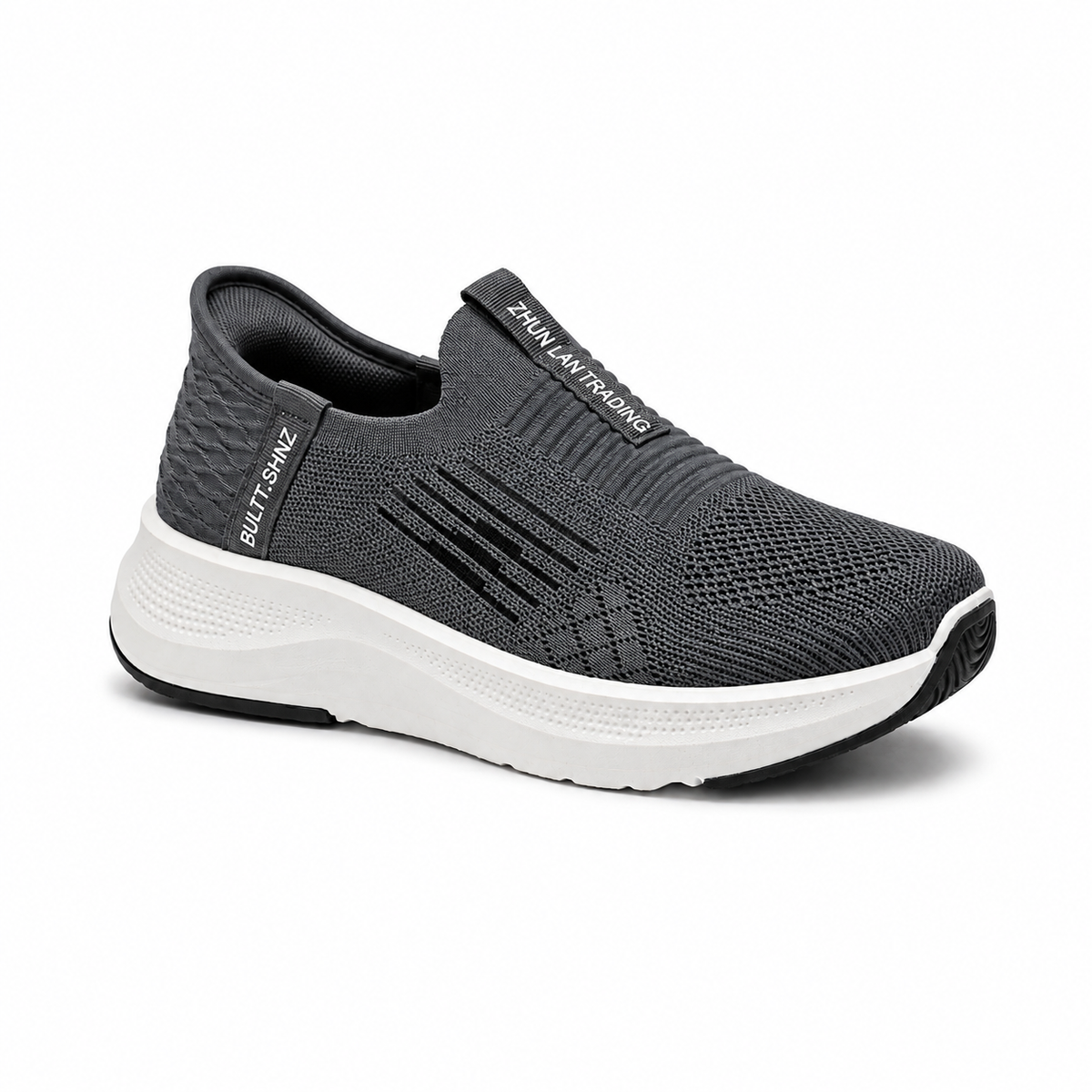 Men's Light Grey Slip-On Walking Shoes