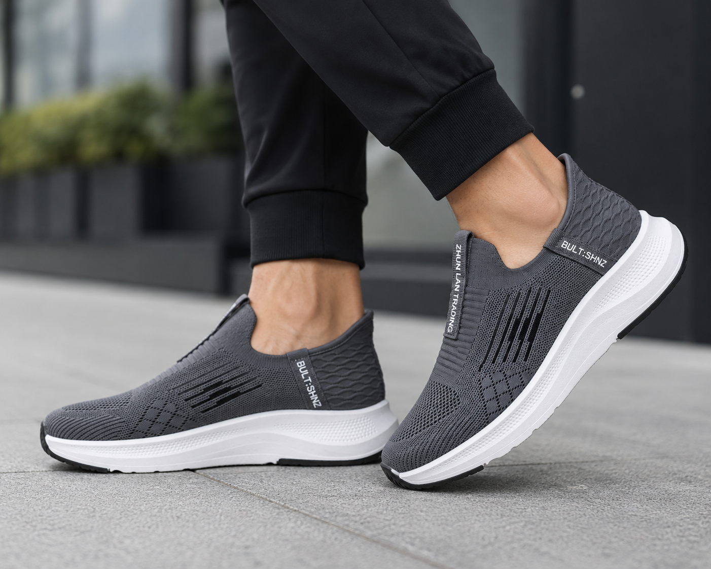 Men's Knit Slip-On Sneakers – Dark Grey