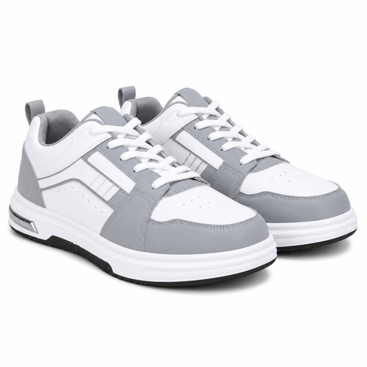Men's Grey & White Street Sneakers