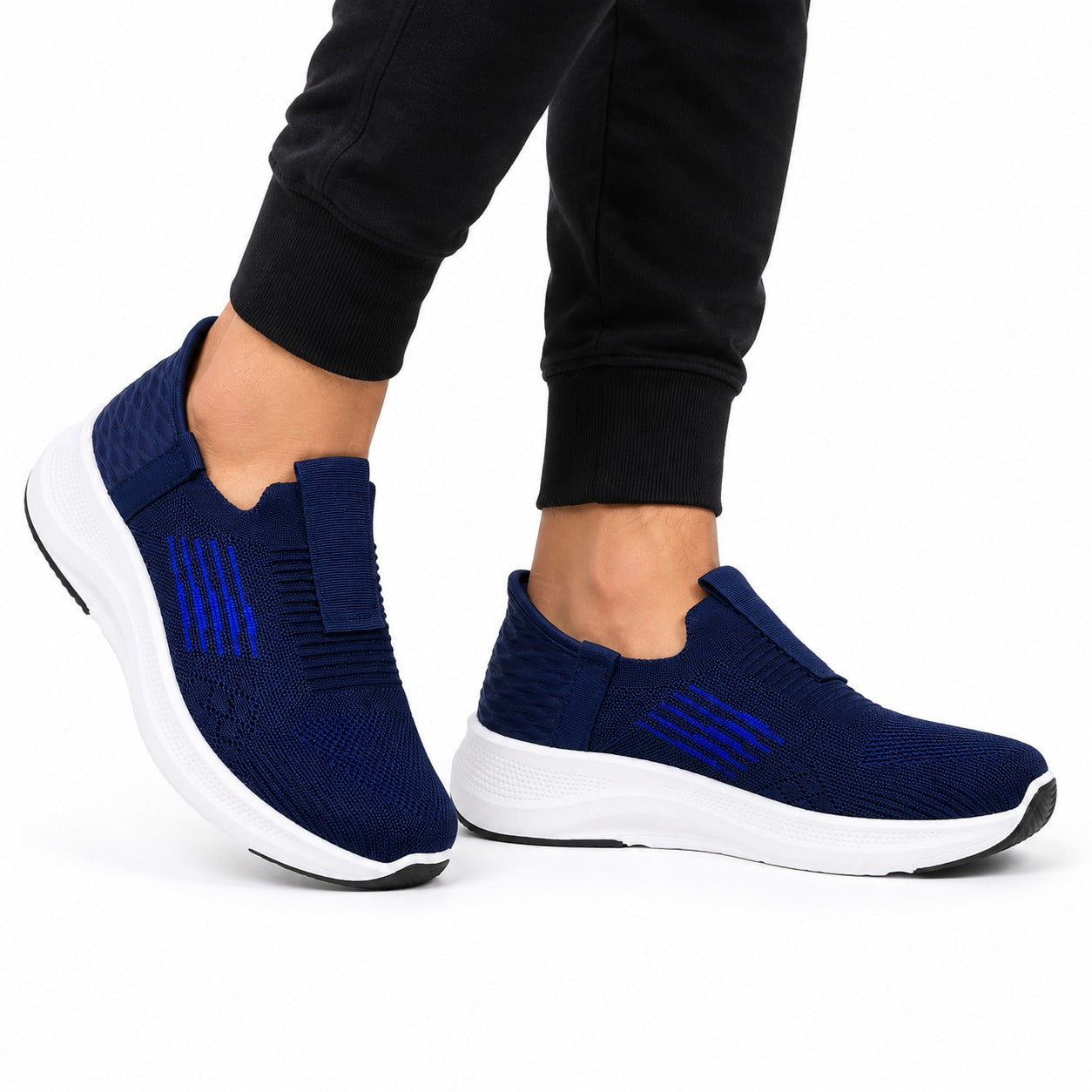 Urban Knit Slip-On Runners – Navy Blue